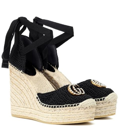 gucci crochet double g espadrilles|Gucci espadrille wedges.